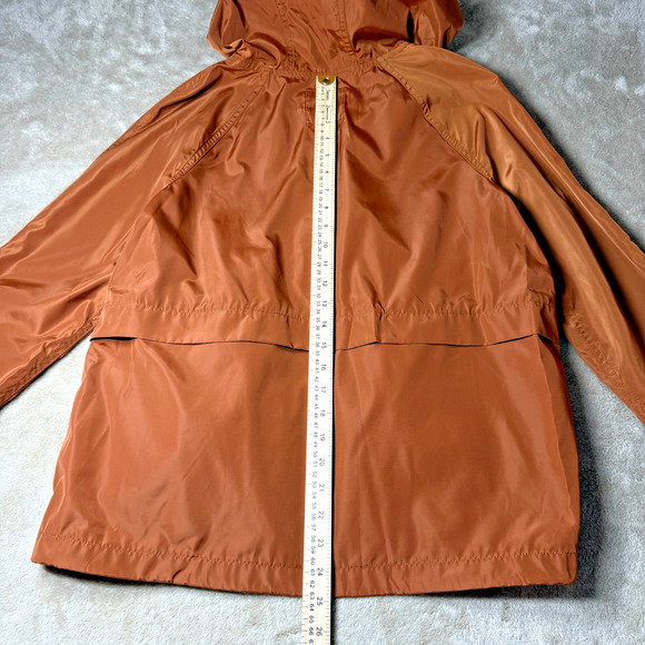 Madewell Women Raincheck Packable Raincoat Parka Hooded Windbreaker Medium Burnt - Picture 6 of 15